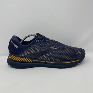 Brooks Adrenaline GTS 22 Men's Size 10.5 Medium D Navy Blue Yellow Sneakers